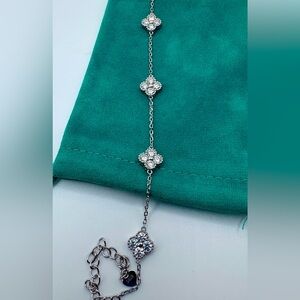 ✨1.6Ct Moissanite 925 Adjustable 6–7” 🍀Clover Bracelet With Certificate NWT